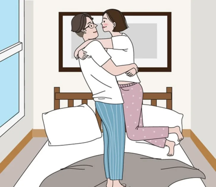 침대에서 서로를 안고 있는 커플 — 초보 성인용품 입문자를 위한 친근한 분위기의 가이드 이미지